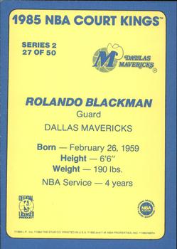 1984-85 Star Court Kings #27 Rolando Blackman Back