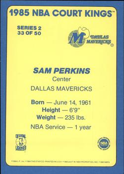 1984-85 Star Court Kings #33 Sam Perkins Back