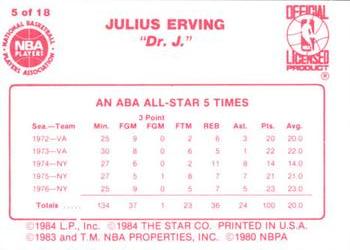 1984-85 Star Julius Erving #5 Julius Erving Back