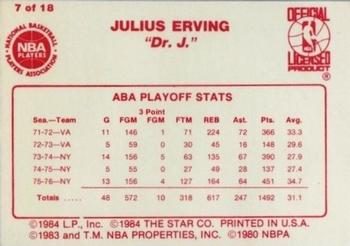 1984-85 Star Julius Erving #7 Julius Erving Back