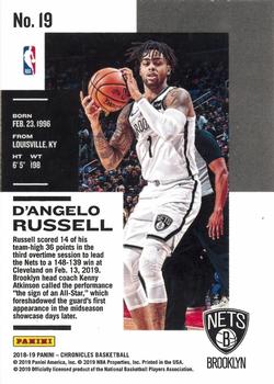 2018-19 Panini Chronicles #19 D'Angelo Russell Back