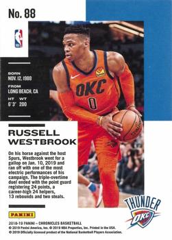 2018-19 Panini Chronicles #88 Russell Westbrook Back