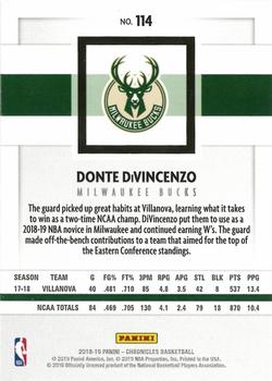 2018-19 Panini Chronicles #114 Donte DiVincenzo Back