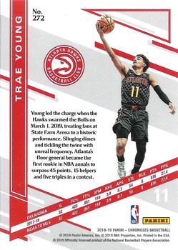 2018-19 Panini Chronicles #272 Trae Young Back