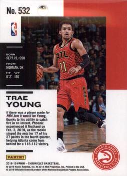 2018-19 Panini Chronicles #532 Trae Young Back