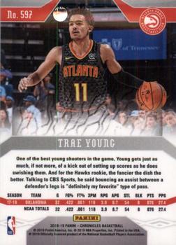 2018-19 Panini Chronicles #597 Trae Young Back