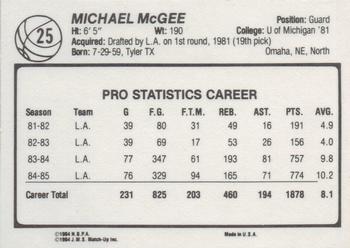 1985-86 JMS #25 Michael McGee Back