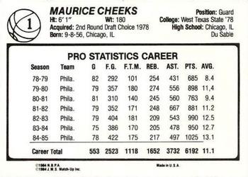 1985-86 JMS #1 Maurice Cheeks Back