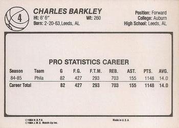 1985-86 JMS #4 Charles Barkley Back