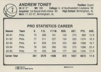 1985-86 JMS #7 Andrew Toney Back