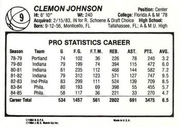 1985-86 JMS #9 Clem Johnson Back