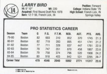1985-86 JMS #14 Larry Bird Back