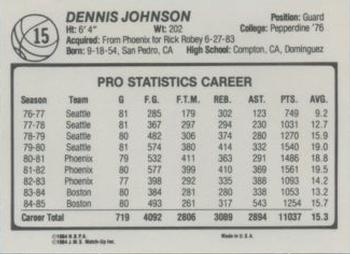 1985-86 JMS #15 Dennis Johnson Back