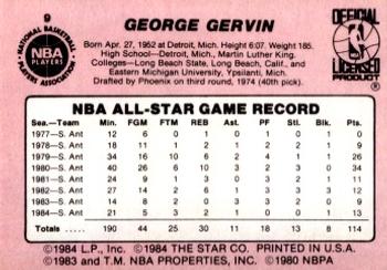 1985 Star Crunch ‘N Munch All-Stars #9 George Gervin Back
