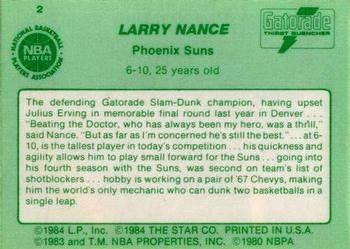 1985 Star Gatorade Slam Dunk #2 Larry Nance Back