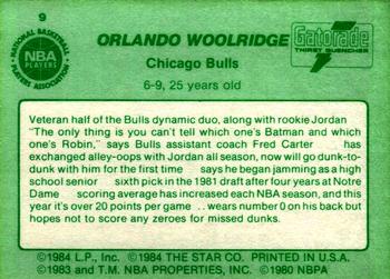 1985 Star Gatorade Slam Dunk #9 Orlando Woolridge Back