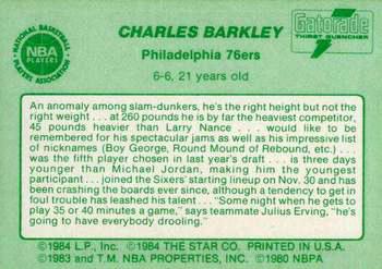 1985 Star Gatorade Slam Dunk #NNO Charles Barkley Back
