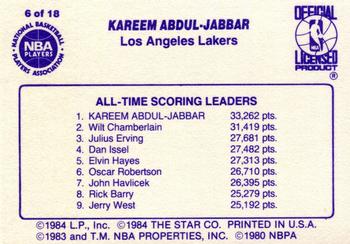 1985 Star Kareem Abdul-Jabbar #6 Kareem Abdul-Jabbar Back