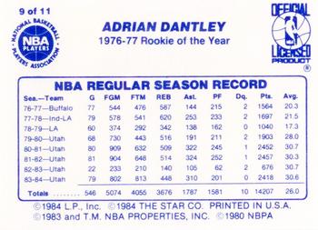 1985 Star Last 11 ROY #9 Adrian Dantley Back