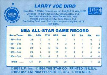 1985 Star Lite All-Stars #2 Larry Bird Back