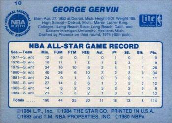 1985 Star Lite All-Stars #10 George Gervin Back