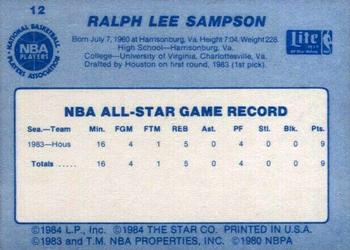 1985 Star Lite All-Stars #12 Ralph Sampson Back