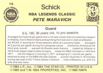 1985 Star Schick Legends #18 Pete Maravich Back
