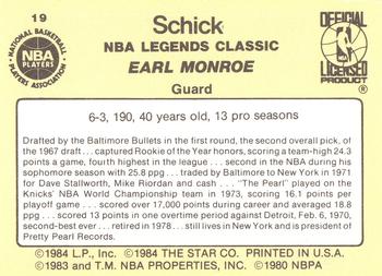1985 Star Schick Legends #19 Earl Monroe Back