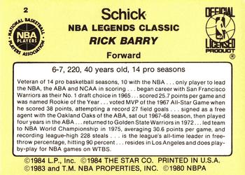 1985 Star Schick Legends #2 Rick Barry Back