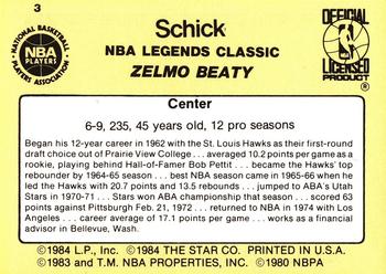 1985 Star Schick Legends #3 Zelmo Beaty Back