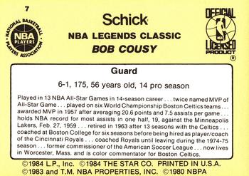 1985 Star Schick Legends #7 Bob Cousy Back