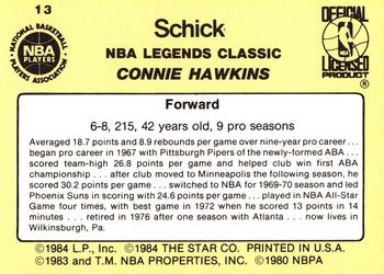 1985 Star Schick Legends #13 Connie Hawkins Back
