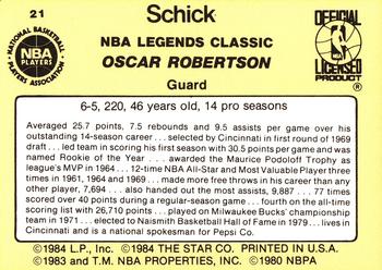 1985 Star Schick Legends #21 Oscar Robertson Back