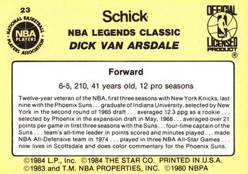 1985 Star Schick Legends #23 Dick Van Arsdale Back