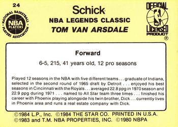 1985 Star Schick Legends #24 Tom Van Arsdale Back