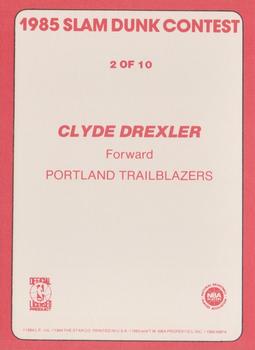 1985 Star Slam Dunk Supers #2 Clyde Drexler Back