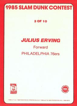 1985 Star Slam Dunk Supers #3 Julius Erving Back