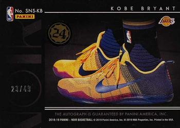 2018-19 Panini Noir - Sneaker Spotlight #SNS-KB Kobe Bryant Back