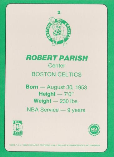 1985 Star Super Teams Boston Celtics #2 Robert Parish Back