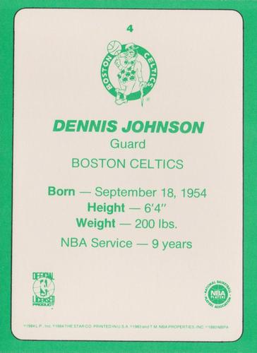 1985 Star Super Teams Boston Celtics #4 Dennis Johnson Back