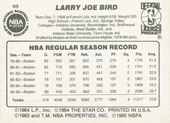 1985-86 Star #95 Larry Bird Back