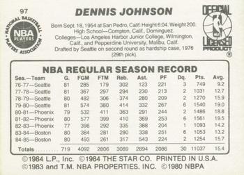 1985-86 Star #97 Dennis Johnson Back