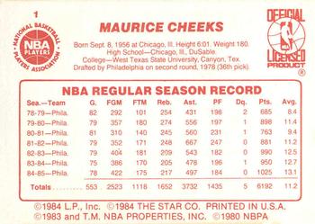 1985-86 Star #1 Maurice Cheeks Back