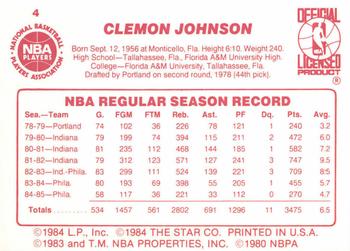 1985-86 Star #4 Clemon Johnson Back