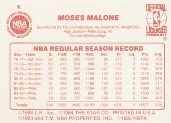 1985-86 Star #6 Moses Malone Back