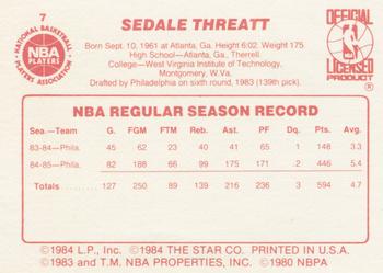 1985-86 Star #7 Sedale Threatt Back