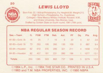 1985-86 Star #20 Lewis Lloyd Back