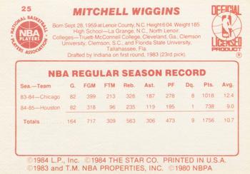 1985-86 Star #25 Mitchell Wiggins Back