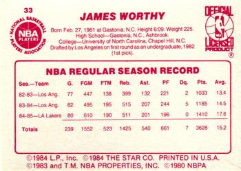 1985-86 Star #33 James Worthy Back