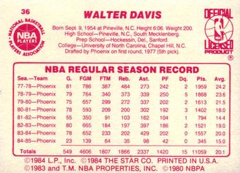 1985-86 Star #36 Walter Davis Back